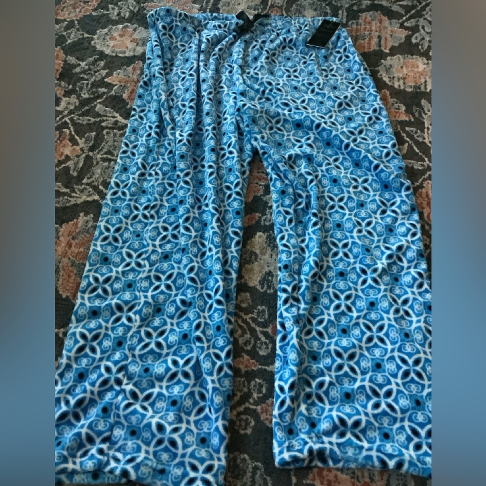 LOWEST🌺 NWT MAYFAIR 2XL or 3XL MINKY FLEECE BLUE MOSAIC LOUNGE PJ PANTS - Picture 10 of 12